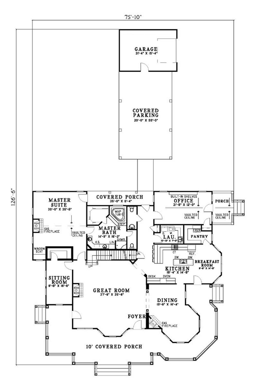 Floor Plan First Story of Country Plan #153-1577